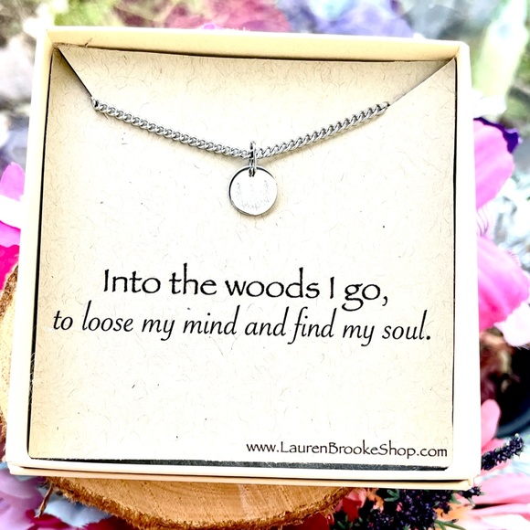 Card/Disc Necklace Box - Hand Stamped Necklace - Hand Stamped Jewelry - Camping - Picture 4 of 4